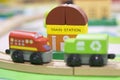 Two Train Wooden Toy with Train Station