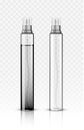 Two transparent cosmetic bottles