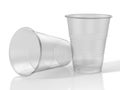 Two transparent plastic cups.