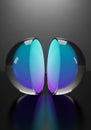 Two transparent spheres with a gradient color scheme of blue and Royalty Free Stock Photo