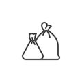 Two trash bags line icon