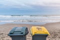 Two trash cans on the beach Royalty Free Stock Photo