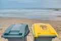 Two trash cans on the beach Royalty Free Stock Photo