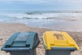 Two trash cans on the beach Royalty Free Stock Photo
