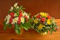 Two trays with pedestal of beautiful flowers