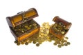 Two treasure chests with gold coins Royalty Free Stock Photo