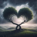 Two trees bend in the storm. Royalty Free Stock Photo