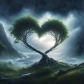 Two trees bend in the storm. Royalty Free Stock Photo