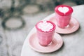 Two beetroot lattes Royalty Free Stock Photo