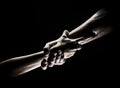 Two trength ands. Helping hand to a friend. Rescue or helping gesture of hands. Concept of salvation. Hands of two power Royalty Free Stock Photo