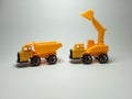 Trucks plastic toy on white background Royalty Free Stock Photo
