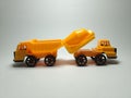 Two Trucks plastic toy on white background Royalty Free Stock Photo