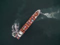 two tug boat towing cargo container in warehouse harbor at thailand . Royalty Free Stock Photo