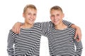 Two twin brother in vests Royalty Free Stock Photo