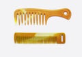 Two types of brown wood combs for hair styling or hair sets for both men and women with long hair, white background Royalty Free Stock Photo