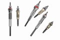 Two types of glow plug on a white background. 3d rendering Royalty Free Stock Photo