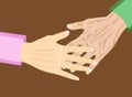 Two types of hand , old and young, vector illustration isolated