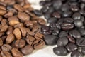 Two types of roasted coffee beans Royalty Free Stock Photo