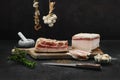 Two types of salted pork belly lard Royalty Free Stock Photo