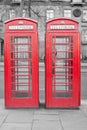 Two typical London red phone cabins Royalty Free Stock Photo