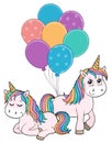 Two unicorns with balloons theme image 1