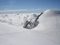 Two Unrecognizable Mountaineers on the Way to Piramide Vincent Altitude of 4215 m, Wallis Apl, Monte Rosa, Italia Royalty Free Stock Photo