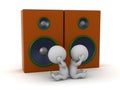 Two Upset 3D Characters with Large Loudspeakers Royalty Free Stock Photo