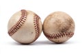 Two Used Baseballs on White Background Royalty Free Stock Photo