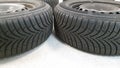 Two used winter tyres on steeel rims