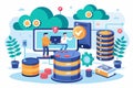 Two users engage in database sync and backup activities, ensuring secure data management and integrity Sync and backup database, Royalty Free Stock Photo