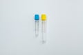 Two vacuum tubes for collection and blood samples with sodium citrate for laboratory. Royalty Free Stock Photo