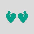 Two Valentines Heart With Pin Icon Royalty Free Stock Photo