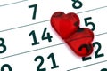 Two valentines lie near the number 14. Valentine`s day.