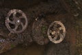 Two valves covered with dirt and rust Royalty Free Stock Photo