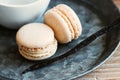 Two vanilla flavored macaroons