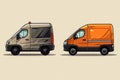 Two vans parked side by side on a beige background. Suitable for transportation and delivery concepts Royalty Free Stock Photo