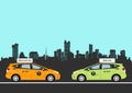 Two varieties of New York taxicabs