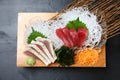 Two varieties of tuna sashimi plate Royalty Free Stock Photo