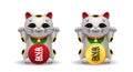 Two various Maneki Neko japan lucky cats