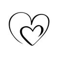 Two vector black hearts sign. Icon on white background. Illustration romantic symbol linked, join, love, passion and Royalty Free Stock Photo