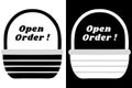 Two Vector Black and White Sign, Shopping Basket, Open Order