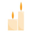 Two vector burning candles isolated on white background. Vector illustration of a candle in a flat style. Royalty Free Stock Photo