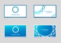 Two vector business card templates with blue gradient and company logo.