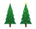 Two vector Christmas trees. Christmas tree before decorating and after Royalty Free Stock Photo