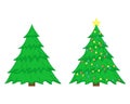 Two vector Christmas trees. Christmas tree before decorating and after Royalty Free Stock Photo