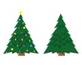 Two vector Christmas trees. Christmas tree before decorating and after Royalty Free Stock Photo