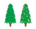 Two vector Christmas trees. Christmas tree before decorating and after Royalty Free Stock Photo