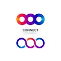 Two Vector Connect Symbols. Colorful Chain Business Creative Logo. Concept of Connect, Interact and Cooperation
