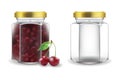 Glass jars with cherry jam and empty Royalty Free Stock Photo