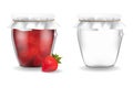 Glass jars with strawberry jam and empty Royalty Free Stock Photo